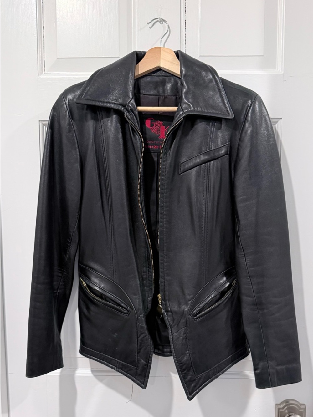 Vintage Women’s Black Leather Moto Jacket - Size XS